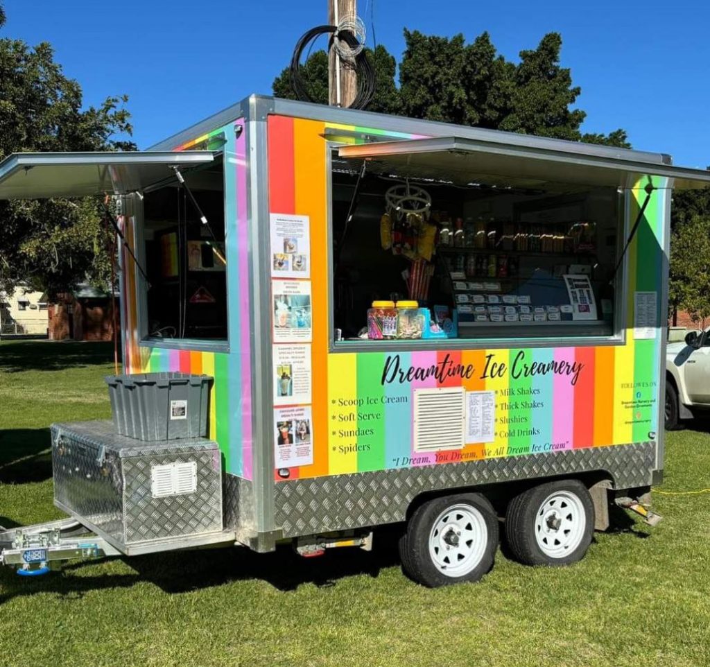 Dreamtime Icecreamery ice cream food truck avaliable for weddings, birthdays and community events