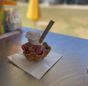 Waffle Ice Cream Sundae avaliable at Dreamtime Icecreamery for events across the Darling Downs
