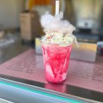 Pink fairy floss specialty milkshake made by Dreamtime Icecreamery