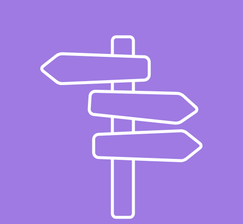 purple direction sign icon